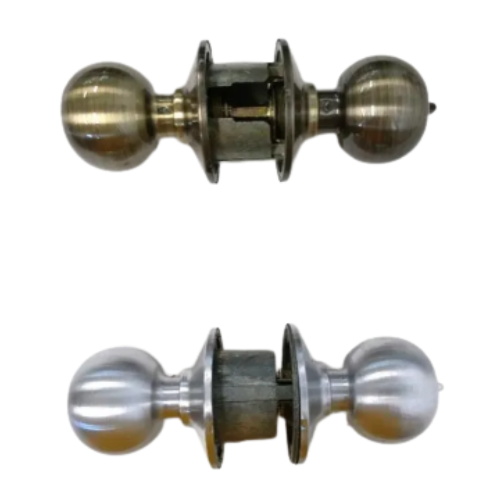 Schlage Orbit Style Door Knob with Keys – Antique Brass or Satin Chrome Model: F51 ORB 609 or 626 Made in Mexico