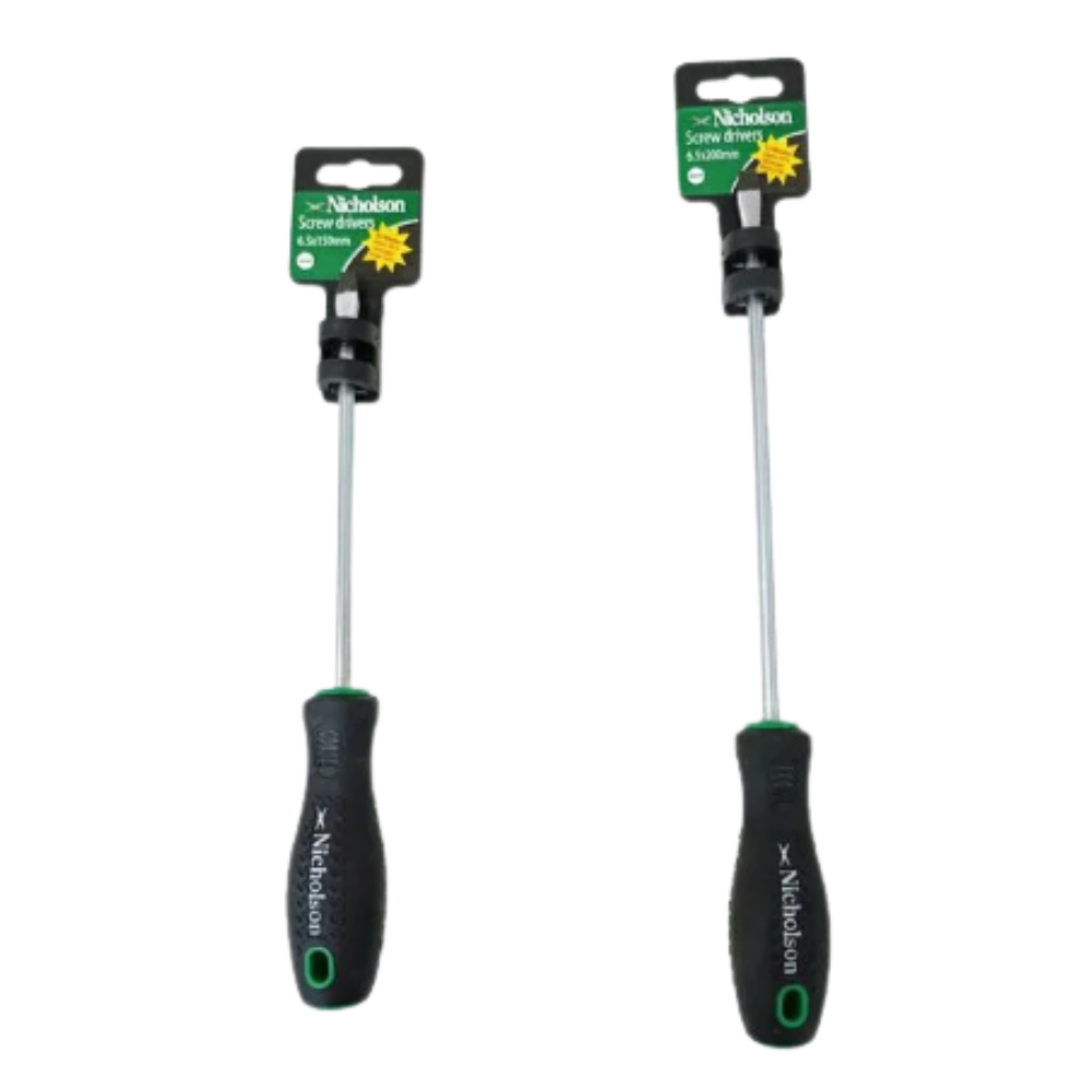 Nicholson Slotted Flat Screwdriver 6.5 x 150mm & 6.5 x 200mm