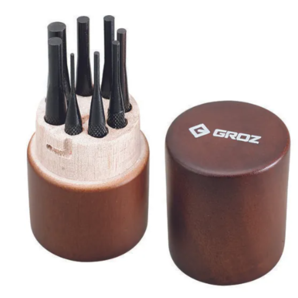Groz 8 pc. Pin Punch Set 1.5mm to 8mm Round Shank