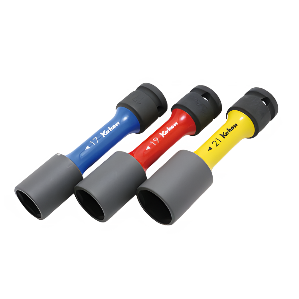 Koken 1/2 Dr. Thin Wall Impact Wheel Nut Socket 6 pts. (17mm, 19mm & 21mm) Made in Japan
