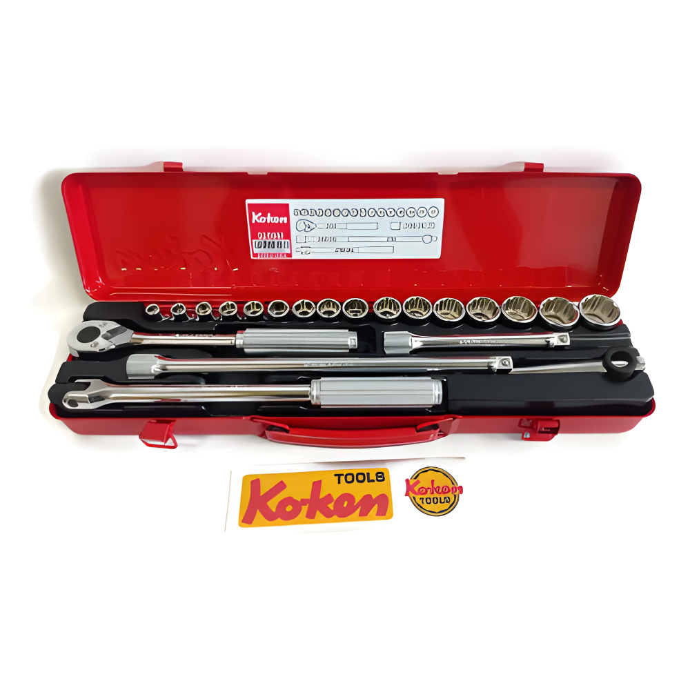 Koken 20pc. 3/8 Dr. Socket Set 6 - 12mm 6pts. & 13 - 22m 12pts. Made in Japan Model: 3206M
