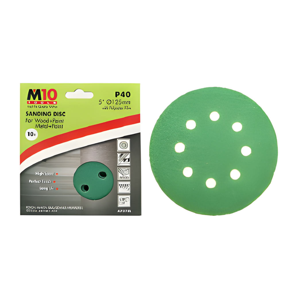 M10 5" Heavy Duty Velcro Sanding Disc Grit 40 (10 pcs.) for Wood & Metal