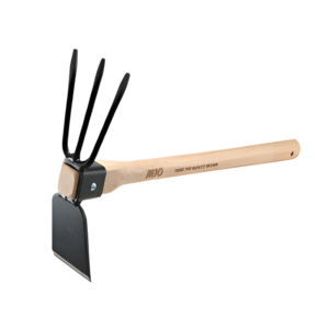 M10 Wood Handle Garden Hoe with Fork 14" - Heavy Duty