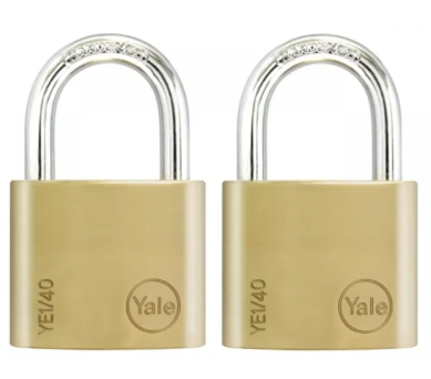Yale Essential 2 pcs. Keyed-Alike Brass Padlock 40mm YE1/40/122/2