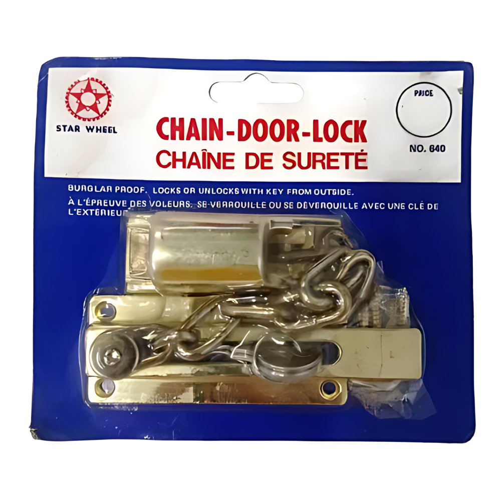 Star Wheel Door Chain Key Lock Bright Brass Model: No. 640