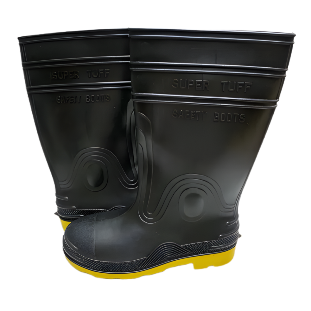 Super Tuff Men's Safety Rubber Boots in Black - High Cut with Steel Toe