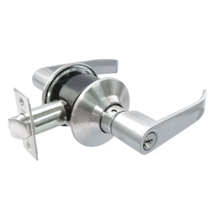 Yale Essential Privacy Function Satin Nickel Tubular Door Knob Lever Set for Bathroom (No Keys) VL4422 US15