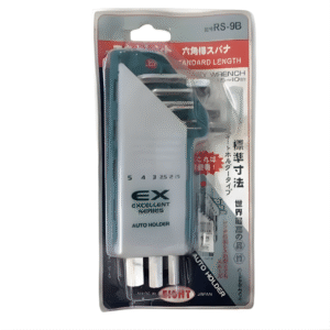 9pc. Eight Excellent Series Hex Allen Key Wrench Set in Full Plastic Auto Holder Metric (1.5 - 10mm) RS-9B or Inches (3/16 - 3/8) RS-9A Made in Japan