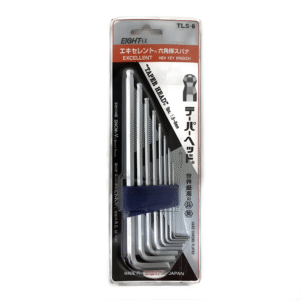8pc. Eight Extra Heavy Duty Long Arm Taper Head Hex Allen Key Wrench Set in Plastic Caddy 1.5 to 8mm TLS-8 Made in Japan