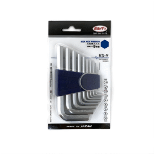 9pc. Eight Extra Heavy Duty Hex Allen Key Wrench Set in Plastic Caddy 1.5 to 10mm RS-9 Made in Japan