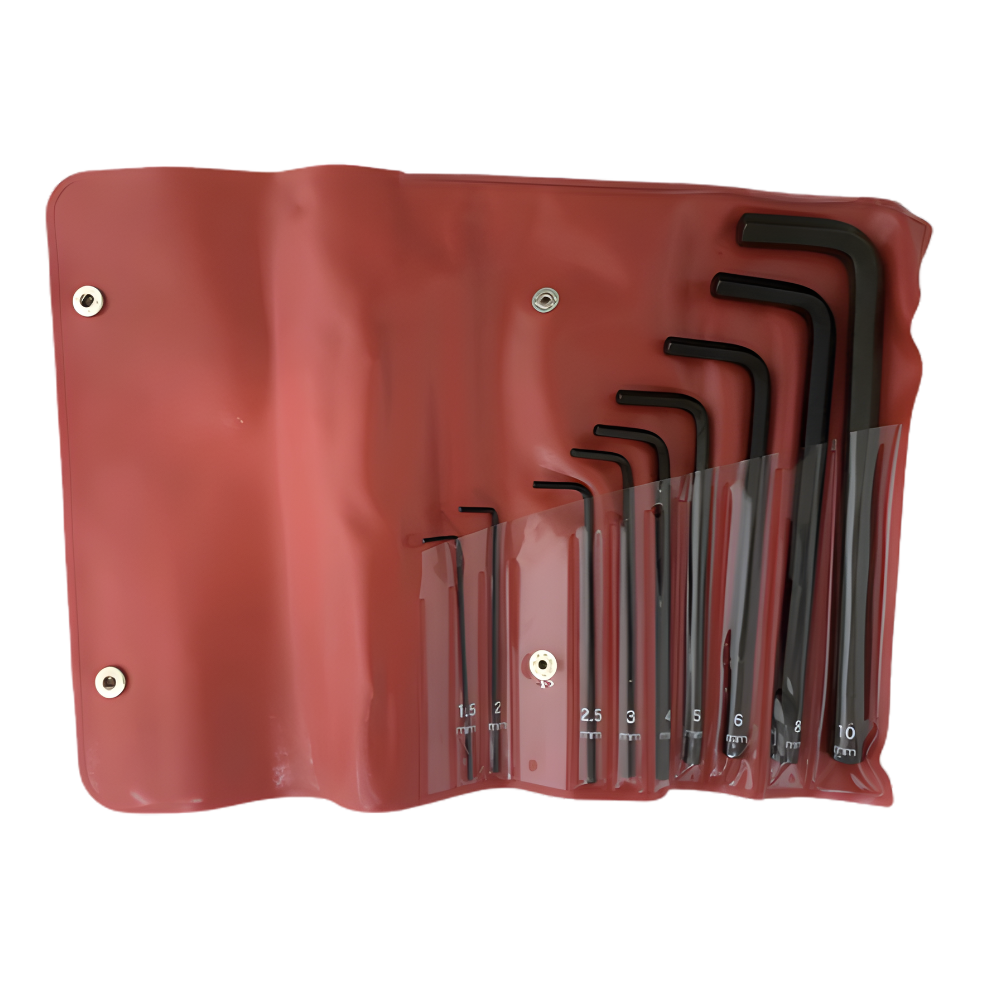 9 pc. Eight Long Arm Hex Allen Key Wrench Set in Vinyl Pouch 1.5 to 10mm 008-1 Made in Japan