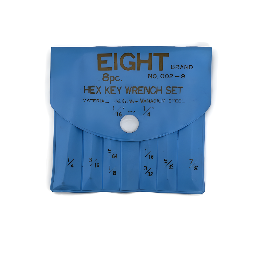 8 pc. Eight Hex Allen Key Wrench Set in Vinyl Pouch 1/16 to 1/4" 002-9 Made in Japan