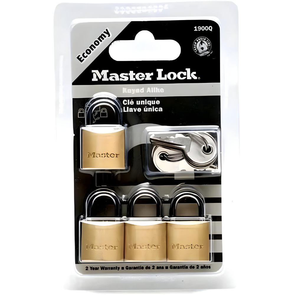 4 pc. Master Lock Keyed Alike Solid Brass Padlock 19mm 1900Q