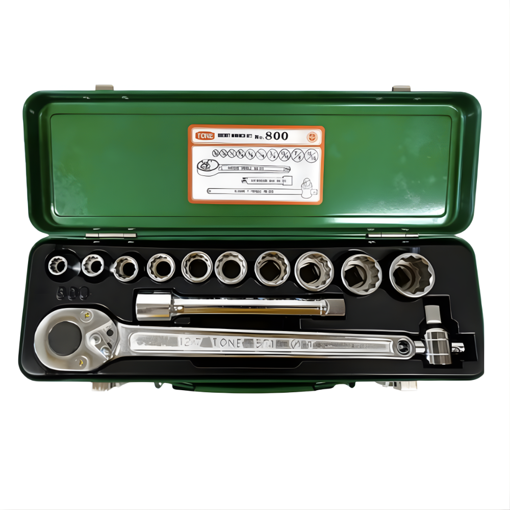 Tone 18pc. 1/2" 12pts. Dr. 1/8" - 15/16" Socket Wrench Set No. 800 Made in Japan
