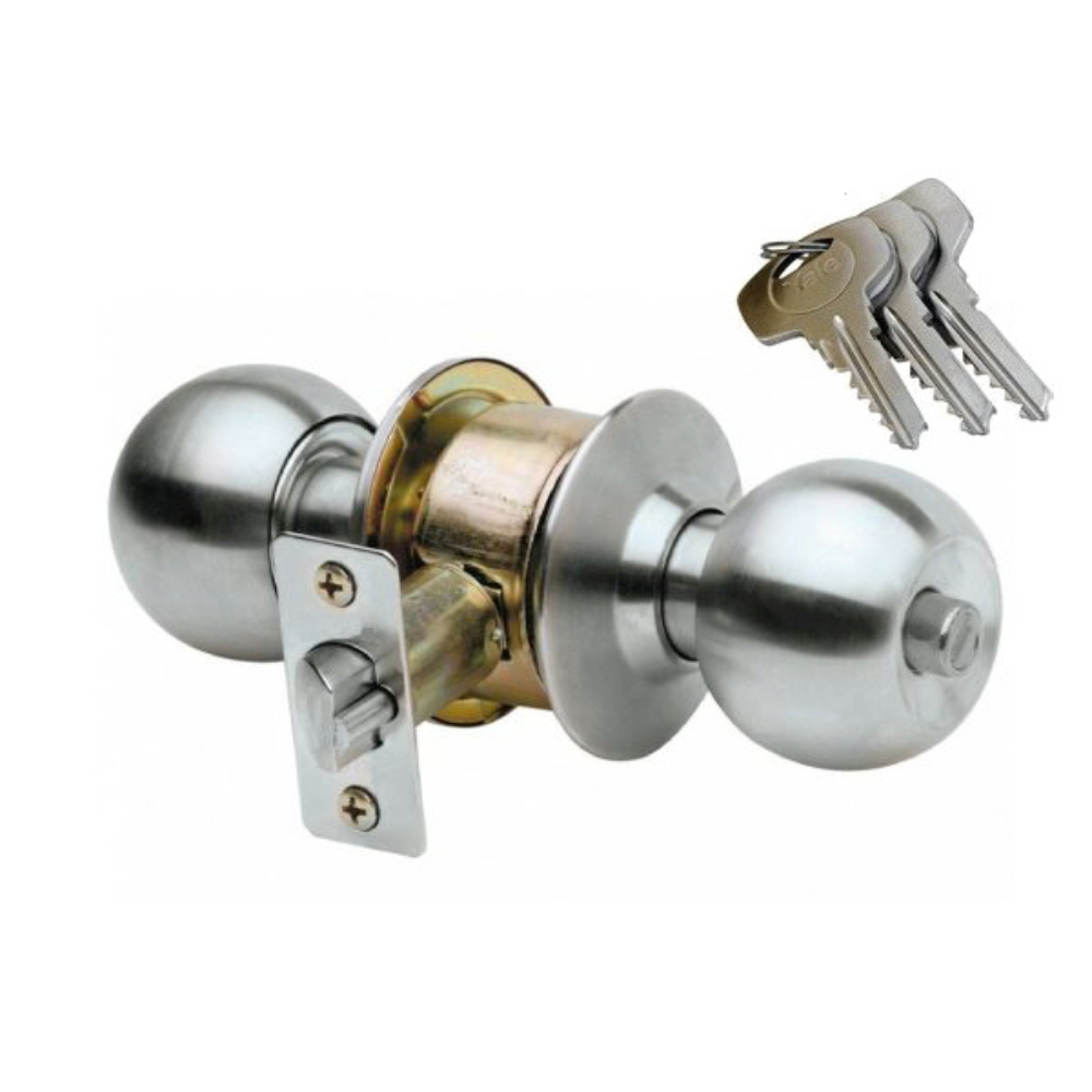 Yale Heavy Duty Entrance Door Knob Lockset (Silver, Antique Brass or Gold) VCA5127 US32D, VCA5127 US5 or VCA5127 US3