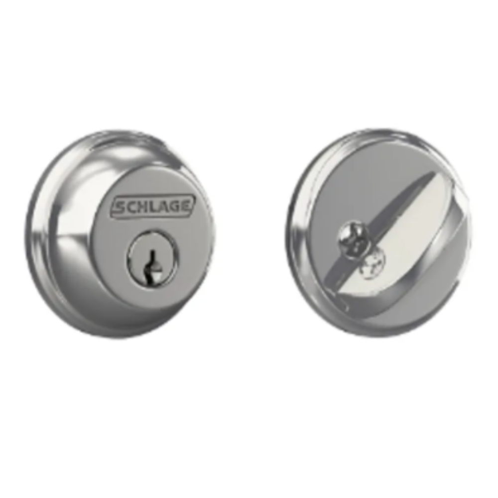 Schlage Single Cylinder Deadbolt Model: BC160P (Polished Chrome-625, Satin Chrome-626 & Antique Brass-609) Made in Mexico