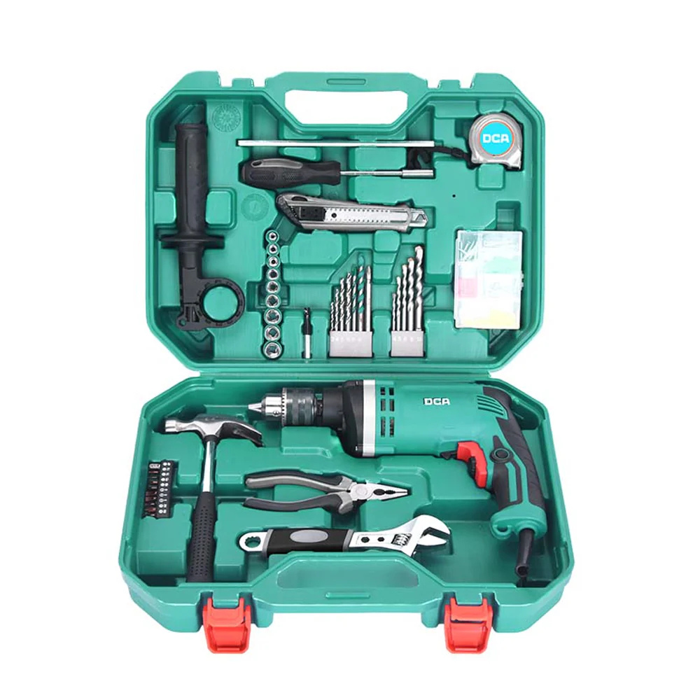 DCA AZJ04-13 Impact Drill with Hand Tool Kit Set (500W)