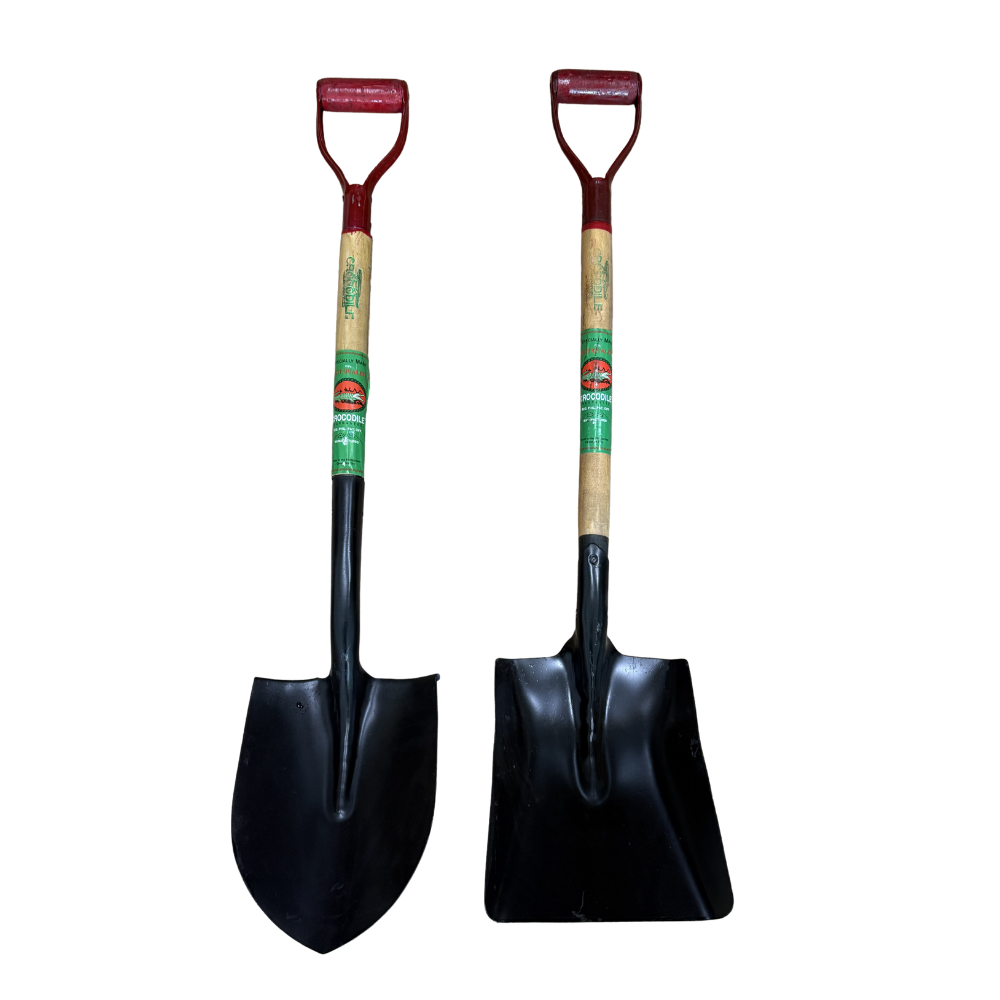 Crocodile Wooden Handle Shovel (Flat & Pointed)