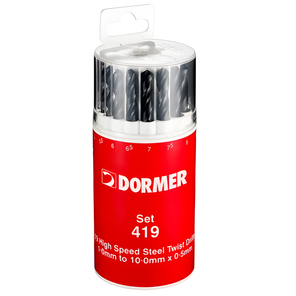 Dormer 19pcs. H.S.S. Jobber Drill Bit Set 1.5-10mm A191-419 Made in Brazil