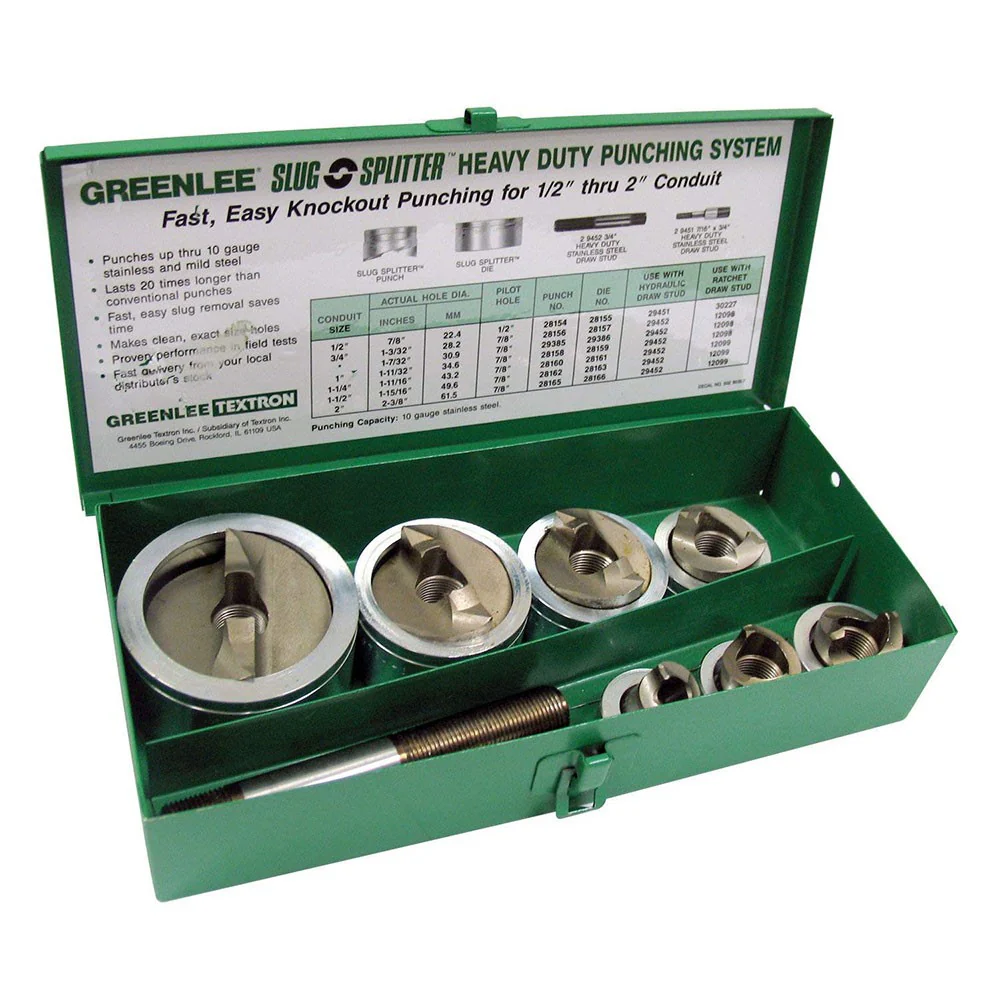 Greenlee 1/2"-2" Conduit Size Slug-Splitter SC Knockout Punch Kit 7307 Made in USA