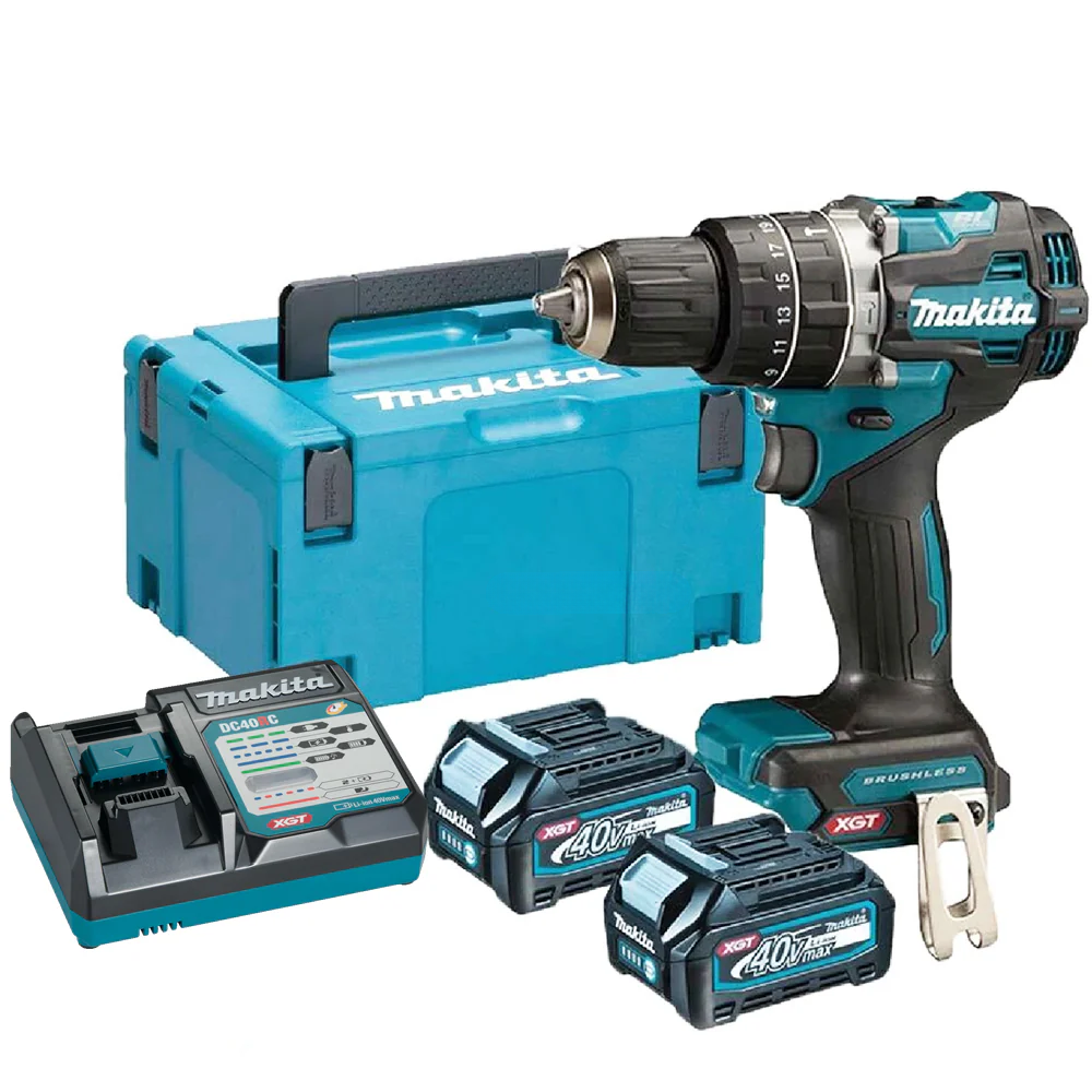 Makita HP002GA201 Cordless Brushless Hammer Driver Drill 13mm (1/2″) 65 N·m (580 in.lbs.) 40Vmax XGT Li-Ion Kit Set