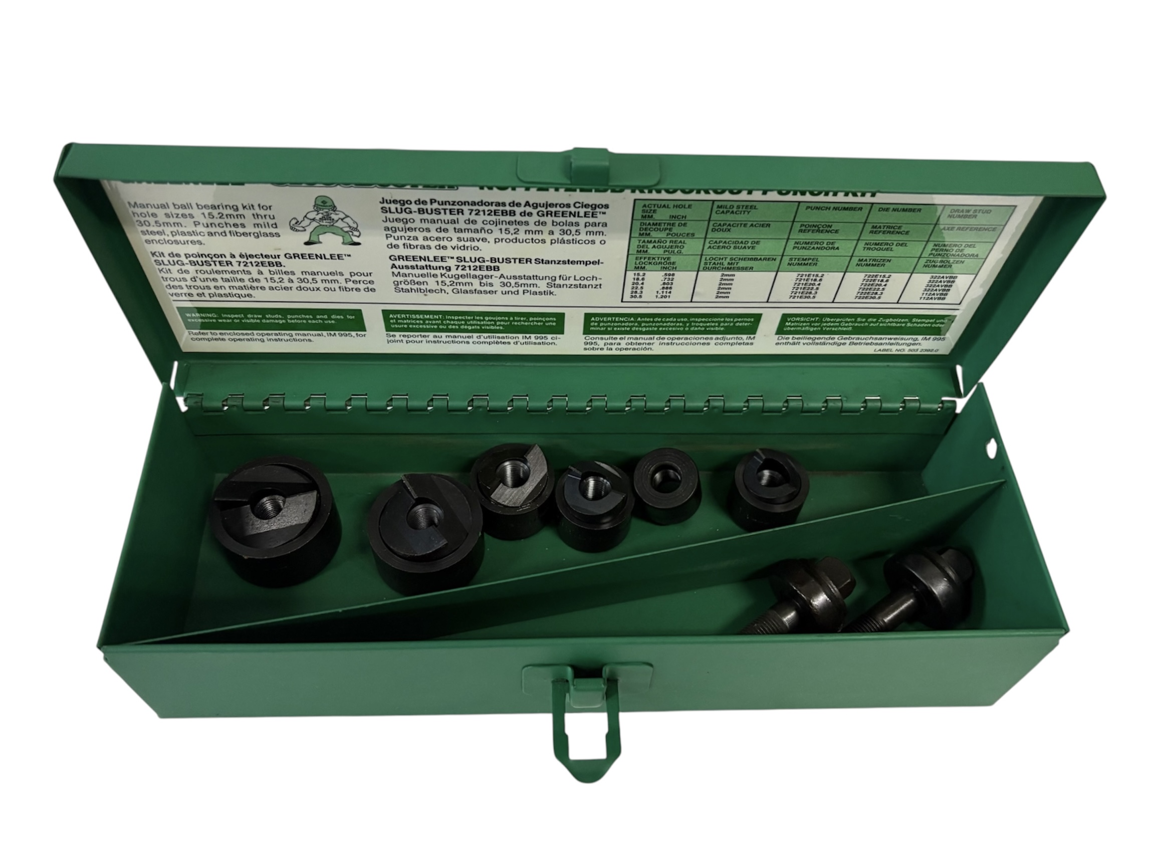 Greenlee Slug-Buster® Manual Knockout Set 15.2mm to 30.5mm 7212EBB Made in USA