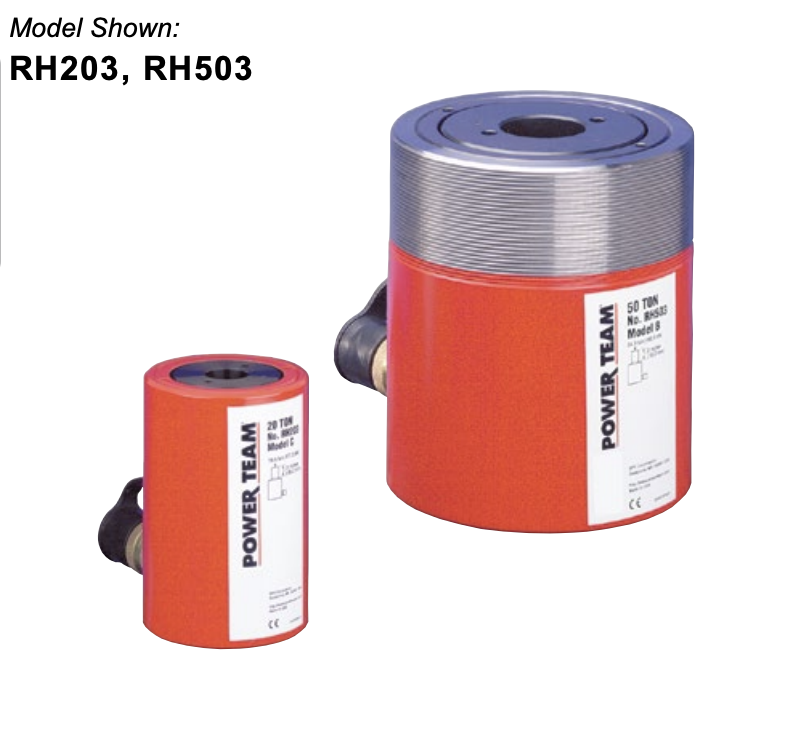 Power Team RH Series Center Hole Single Acting Hydraulic Cylinder Made in U.S.A.