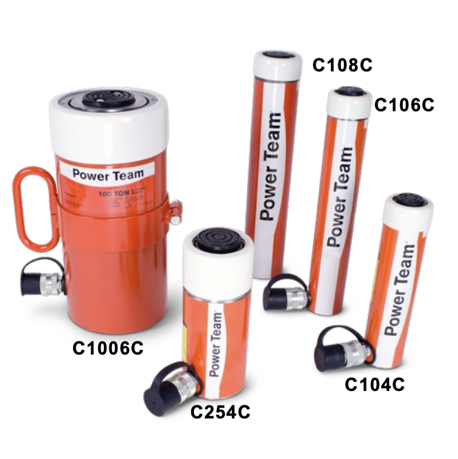 Power Team C Series Single Acting, Spring Return Hydraulic Cylinder Made in U.S.A.