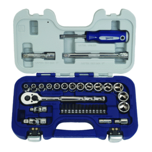 Williams 35pcs. 3/8" Dr. 6pts. Metric Socket and Drive Tool Set with 1/4" Hex Screwdriver Bits Rugged Case System 50613 Made in USA