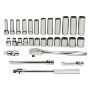 Williams 3/8" Dr. 6pts. & 12pts. Socket and Drive Tool Set in Keep Safe Foam Metal Tool Box MSB-29F