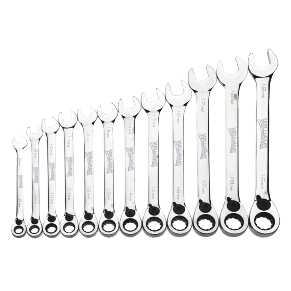 Williams 8mm-19mm Ratcheting Combination Wrench Set (12pcs) MWS-12RC