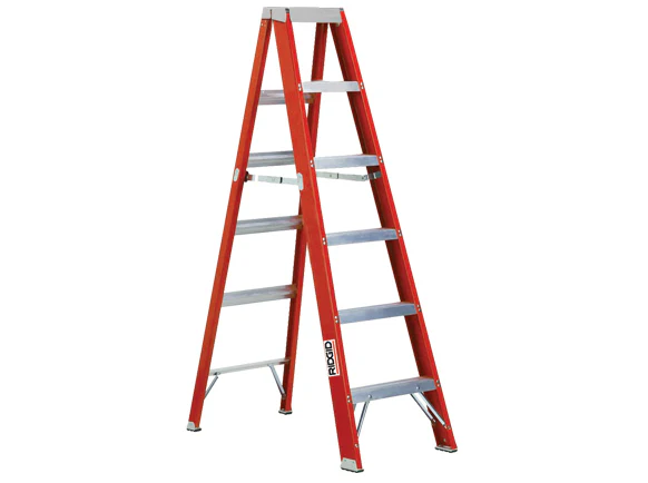 Ridgid Fiberglass A-Frame Step Ladder 300lbs. Capacity Made in USA