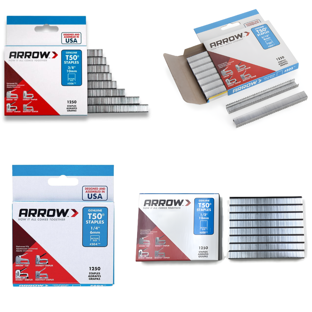Arrow T50 Staples 1,250 pcs./Box Made in U.S.A.