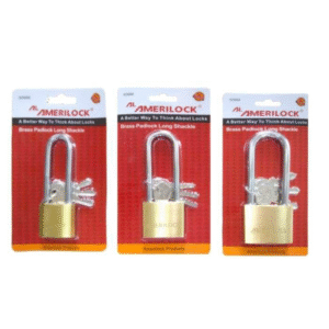 Amerilock Heavy Duty Long Shackle Brass Padlock