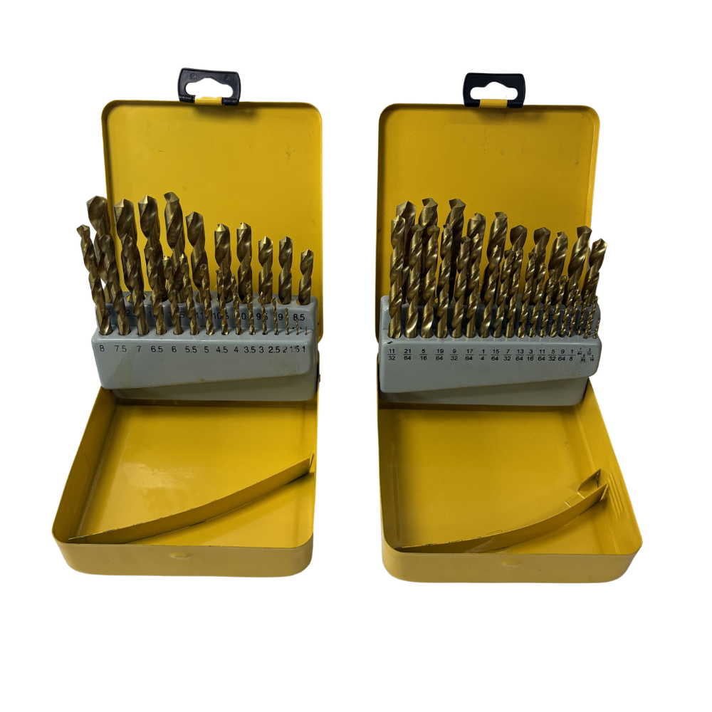 Krupp Titanium Coated H.S.S. Jobber Drill Bit Set in Inches and MM