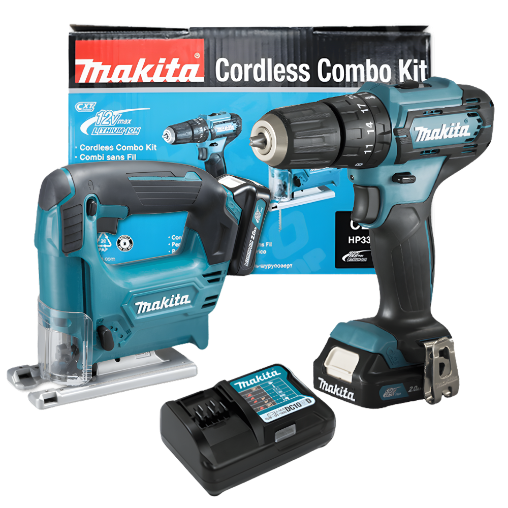 Makita CLX230X1 Cordless Combo Kit (Cordless Hammer Drill and Jigsaw) 12Vmax CXT™ Li-Ion
