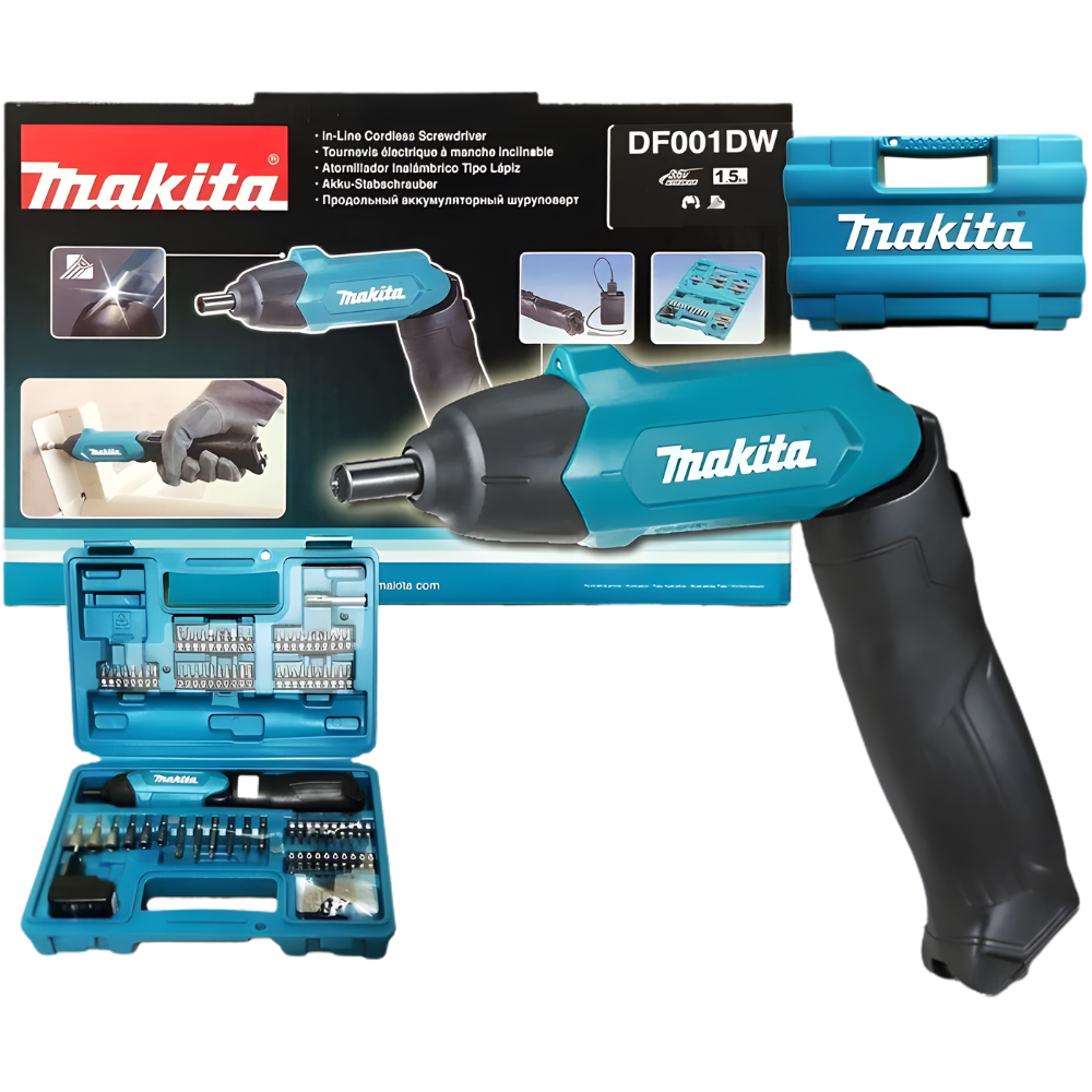 Makita DF001DW 3.6V Li-Ion Cordless Screwdriver, Built-in Battery