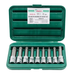 Hans Tools 46028-49 1/2″ Drive 9pcs. XZN & Spline Ribe Bit Socket Set 100mmL