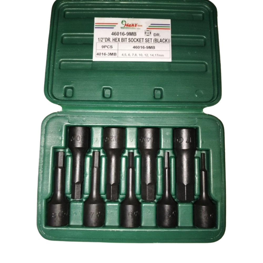 Hans Tools 46016-9MB 1/2″ Drive Impact 9pcs. Hex Bit Socket Set 75mmL (Metric)