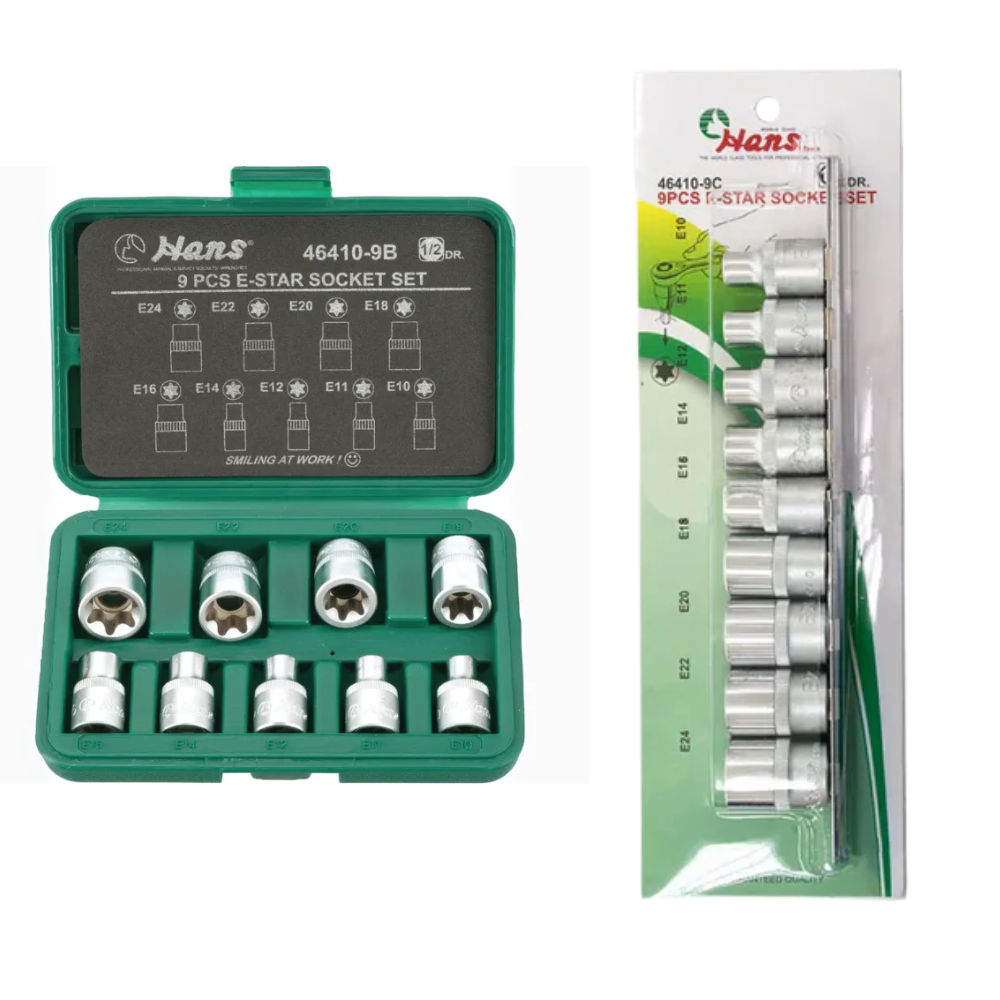 Hans Tools 1/2" Drive 9pcs. E-Star Socket Wrench Set
