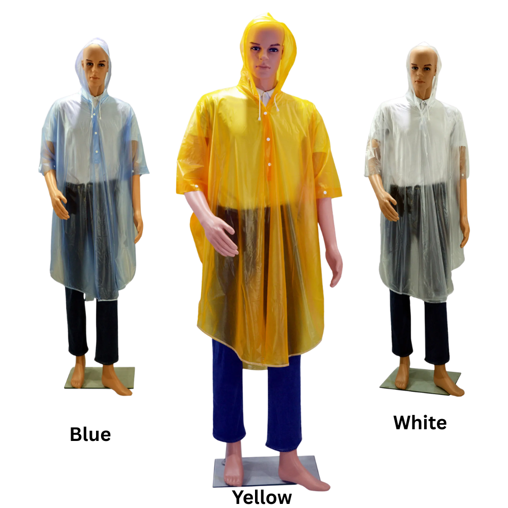 Hercules #2600 Unisex Transparent Poncho (assorted colors)