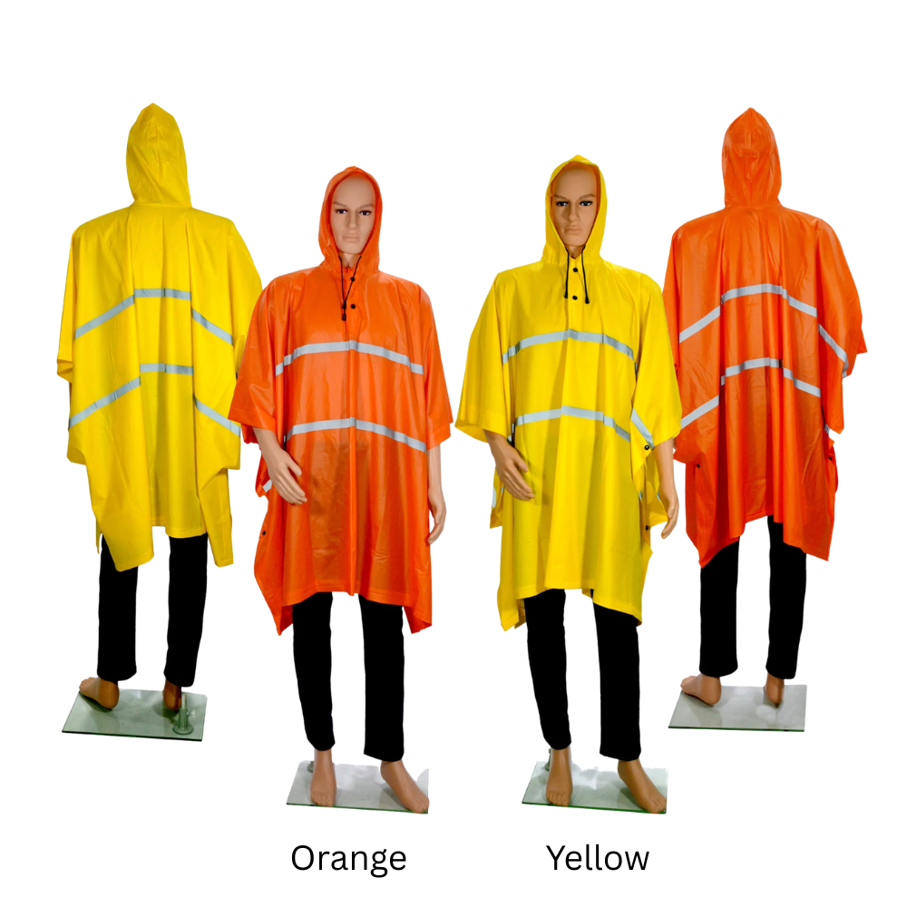 Hercules #2506 Heavy Gauge Poncho with Reflector Strips (Yellow & Orange)