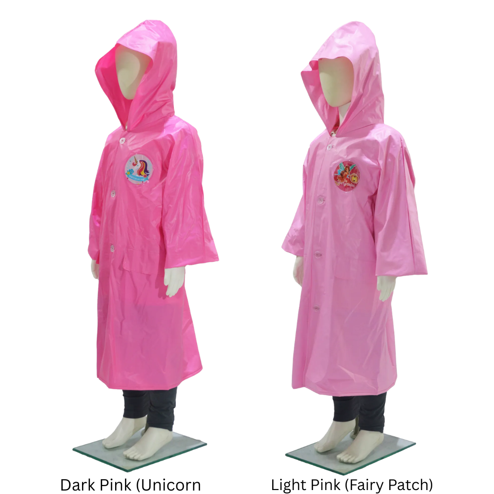 Hercules #889 Girls Raincoat with Patch (Light Pink & Dark Pink)