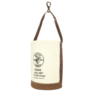 Klein Tool  5104S Canvas Bucket, Leather Bottom, Swivel Snap, 12-Inch 5104S