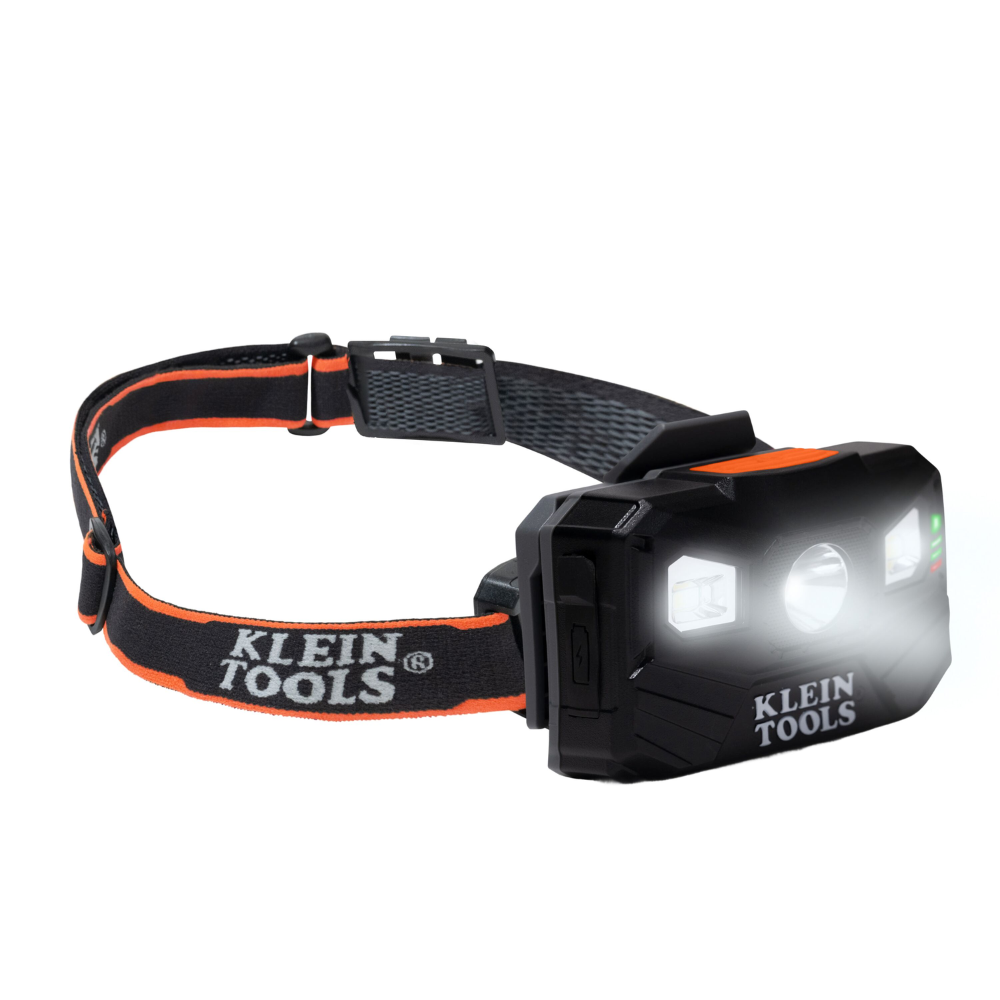 Klein Tools Rechargeable Headlamp with Fabric Strap, 400 Lumens, All-Day Runtime 56048