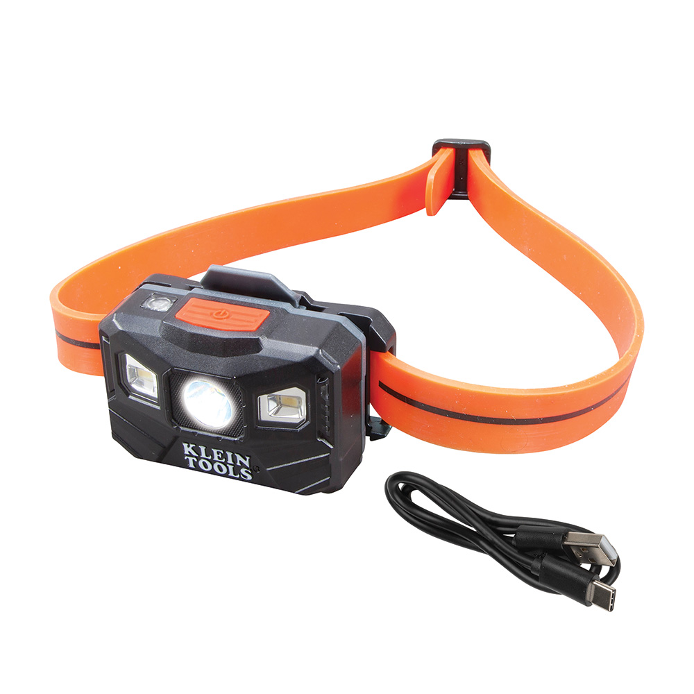 Klein Tool Rechargeable Headlamp with Silicone Strap, 400 Lumens, All-Day Runtime 56064