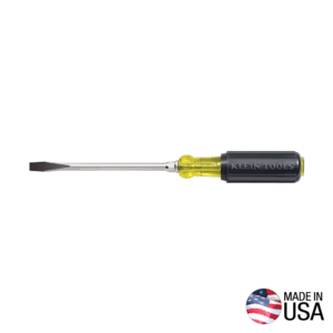 Klein Tool 3/8-Inch Flat Keystone Screwdriver, 10-Inch Round Shank 602-10