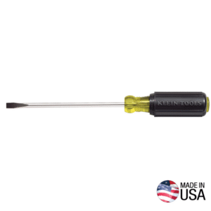 Klein Tool 1/4-Inch Flat Cabinet Screwdriver, Heavy Duty, 6-Inch Round Shank 605-6