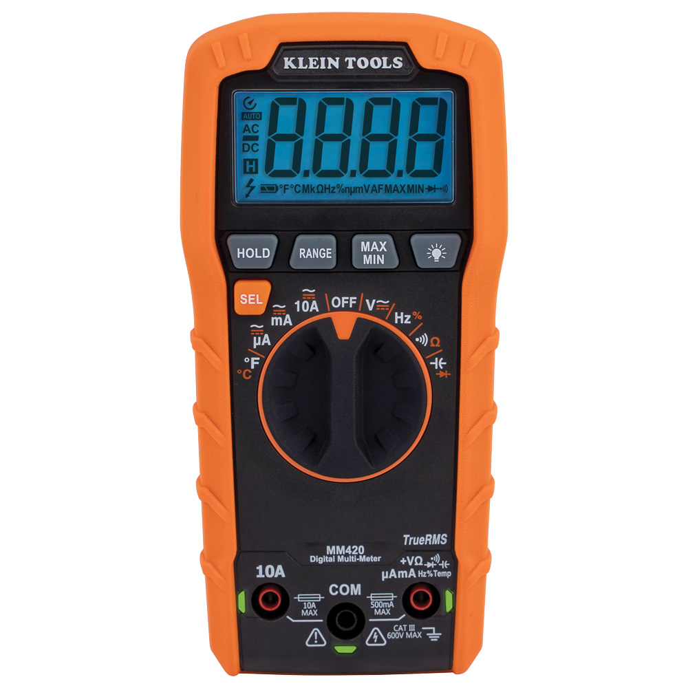 Klein Tool Digital Multimeter, Auto-Ranging, 600V MM420