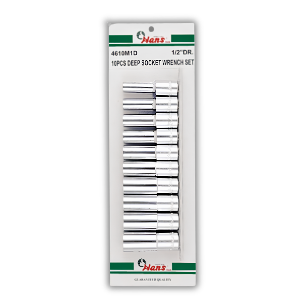 Hans Tools 1/2" Drive 10pcs. Deep Socket Wrench Set 10-19mm (6pts. & 12pts.)